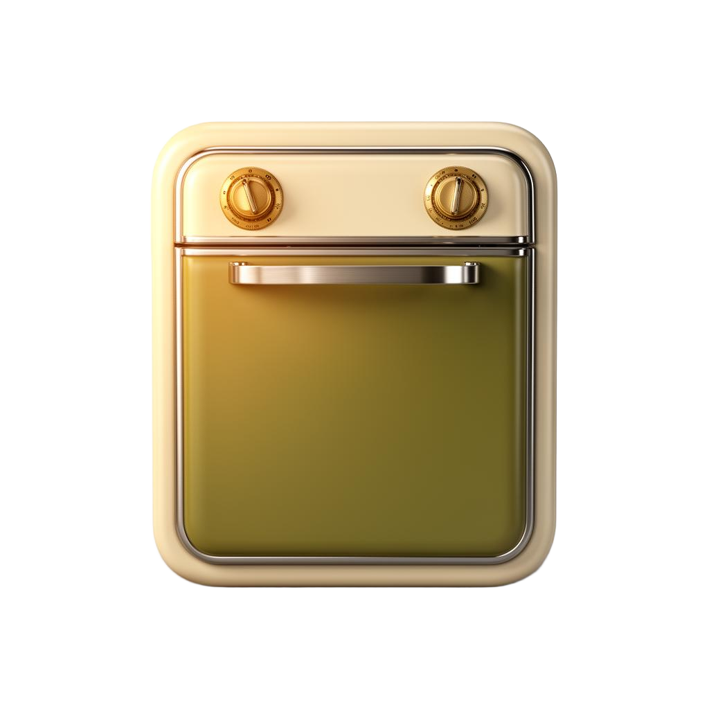 Vintage 1970s built-in dishwasher in olive green and cream enamel