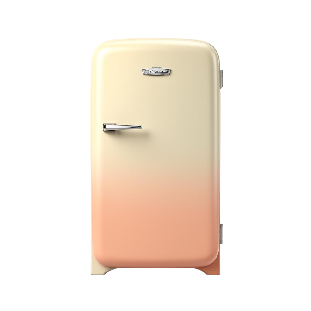 Vintage pastel cream and peach 1960s refrigerator with chrome handle