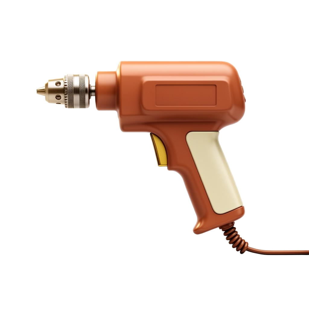 Vintage 1970s terracotta electric drill with chrome chuck and cream grip
