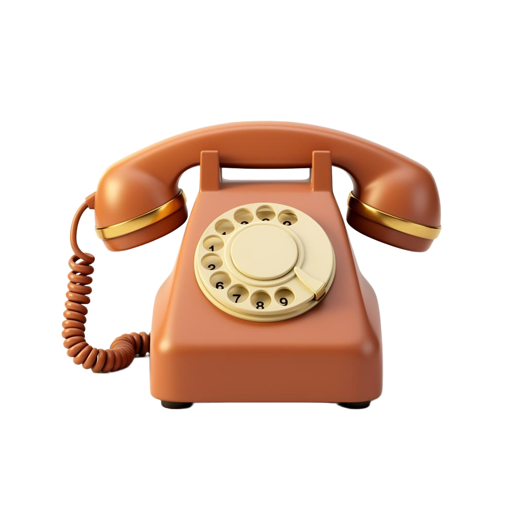 Vintage 1970s terracotta rotary dial telephone with cream dial and gold trim